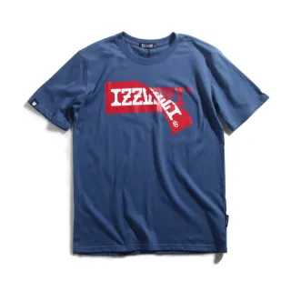 【IZZVATI】LOGO標籤短T-灰藍(品牌經典LOGO短T)