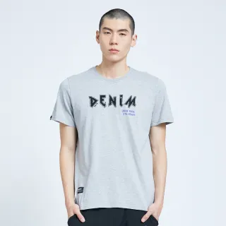 【5th STREET】男刺繡字體短袖T恤-麻灰