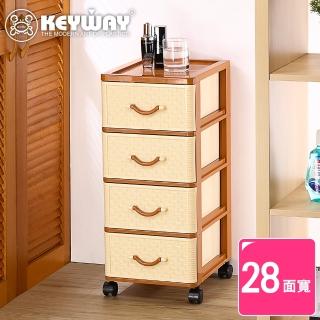 【KEYWAY 聯府】面寬28-藤澤四層櫃 附輪(收納 置物櫃 抽屜櫃 鄉村風 MIT臺灣製造)