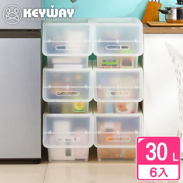 【KEYWAY 聯府】面寬30-夏日直取式整理箱30L-6入(霧透 收納箱 日式 無印風 MIT台灣製造)