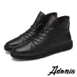 【Adonis】真皮頭層牛皮經典圓頭質感皮紋復古休閒運動鞋-男鞋(黑)