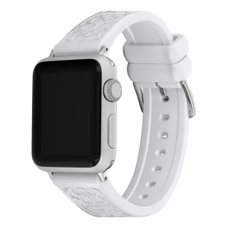 【COACH】Apple Watch 錶帶 38/40/41mm適用 白色珠光 矽膠錶帶 99狂買節(不含手錶)