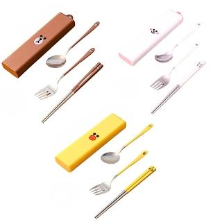 【LINE FRIENDS】攜帶型不銹鋼環保餐具組(平行輸入)