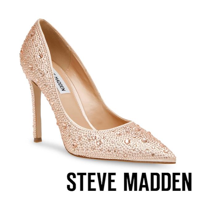 【steve madden】EVELYN R 鑽面尖頭高跟涼鞋(粉色)