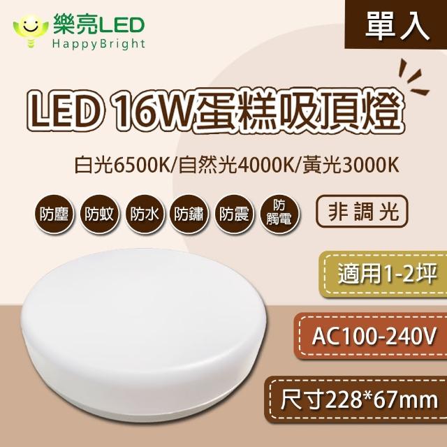 【HappyBright 樂亮】LED 16W IP55 非調光 蛋糕型吸頂燈  單入組(全電壓 防水燈具 浴室燈 陽台燈 房間燈)