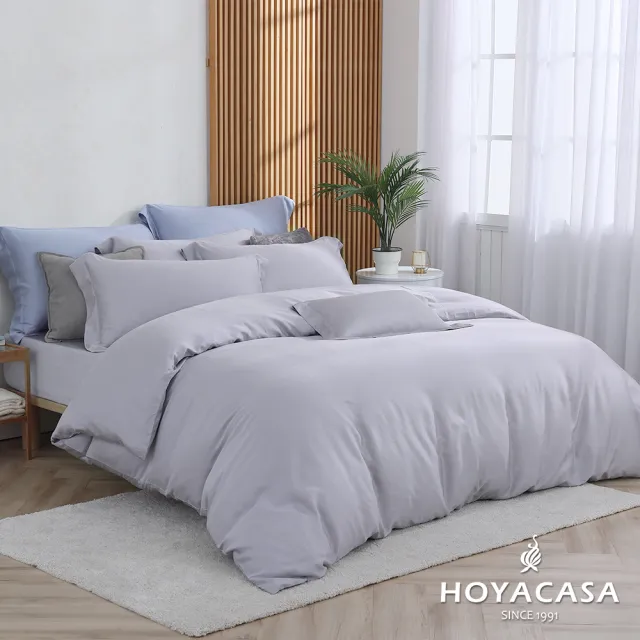 【HOYACASA】60支天絲被套床包組-法式簡約(加大-薄霧灰)