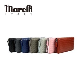 【Marelli】經典編織小羊皮拉鍊長夾(ZM072)
