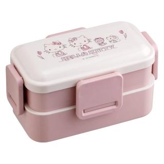 【Skater】三麗鷗 可微波抗菌雙層便當盒 600ml Hello Kitty 線條(餐具雜貨)