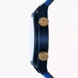 【EMPORIO ARMANI】亞曼尼 雙時區蔚藍帆布手錶-43mm(AR11564)