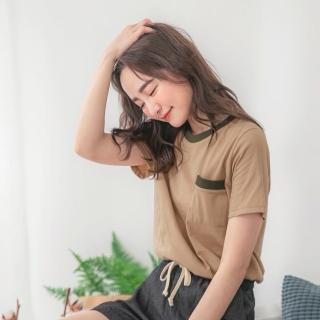 【OB 嚴選】美國棉撞色滾邊拼接口袋造型上衣 《KG0852》