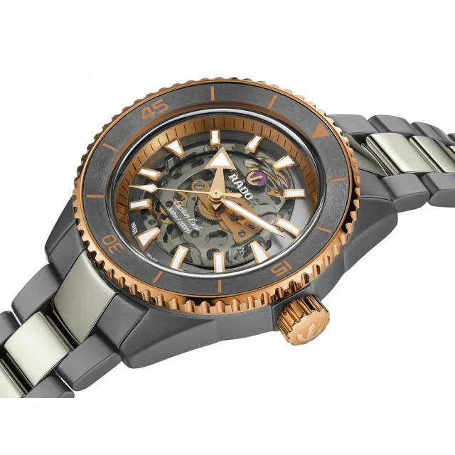 【Rado 雷達表】Captain Cook 庫克船長高科技陶瓷鏤空腕錶/43mm/R04(R32148162)