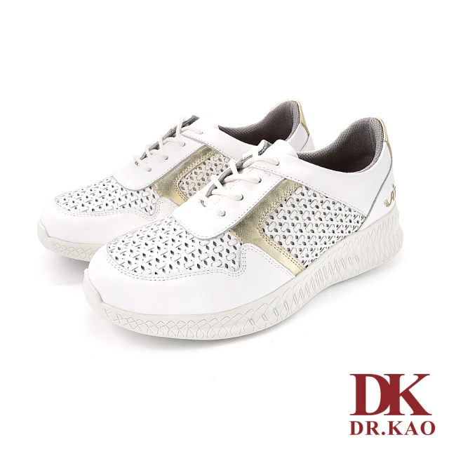 【DK 高博士】編織感拼接流線空氣女鞋 89-2084-50 白色