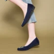 【FAIR LADY】我的旅行日記 輕奢絲絨方鑽平底鞋(深藍、502760)