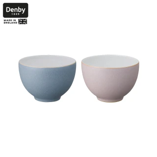 【DENBY】印象雙色湯碗-粉紅+粉藍-14cm