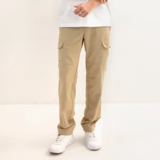 【Hang Ten】男裝-REGULAR FIT提織口袋吸濕排汗長褲(卡其)