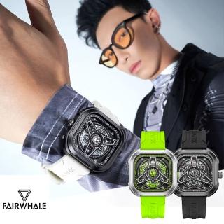 【Mark Fairwhale 馬克菲爾】外星夜光鏤空機械感特色多功能手錶-5740(街頭潮流特色款)