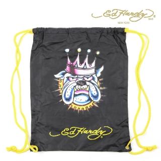 【Ed Hardy】DREW-國王鬥牛犬多功能背袋、收納包-黑色款(限量出清 數量有限售完為止)