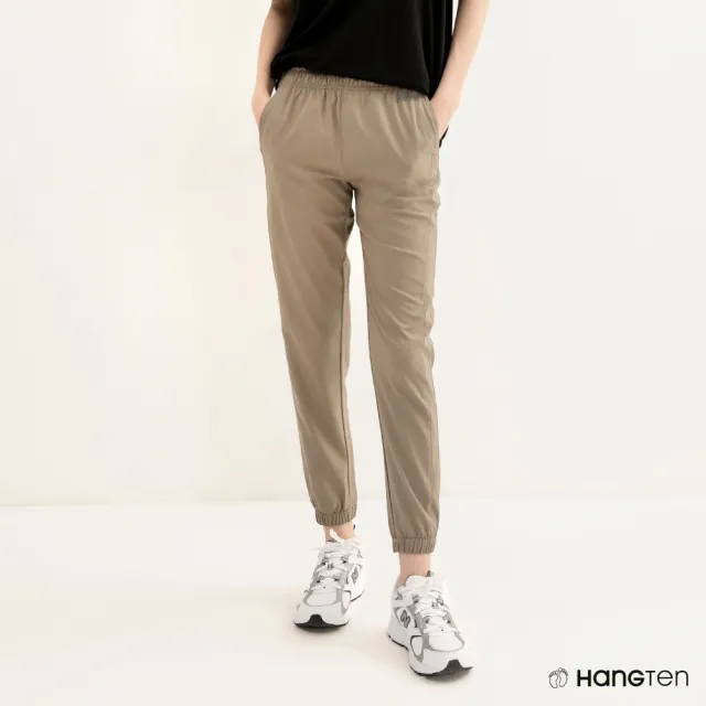 【Hang Ten】女裝-恆溫多功能-JOGGER FIT四面彈吸濕排汗防曬束口長褲(棕)