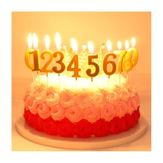派對佈置金色數字蛋糕蠟燭2入(生日派對 氣球佈置 造型 蠟燭 告白 週年紀念)