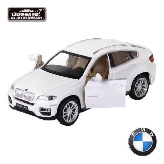 【KIDMATE】1:32聲光合金車 BMW X6白(正版授權 迴力車模型玩具車)