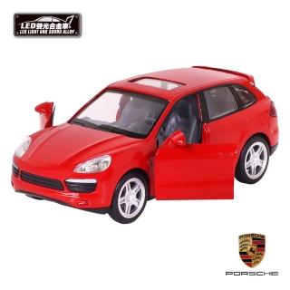 【KIDMATE】1:32聲光合金車 Porsche Cayenne S紅(正版授權 迴力車模型玩具車 保時捷)