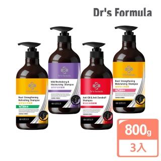 【Dr’s Formula 臺塑生醫】加大版三代洗髮精800gx3入(控油抗屑/溫潤舒活/髮根清爽/髮根潤澤-吳依霖代言)