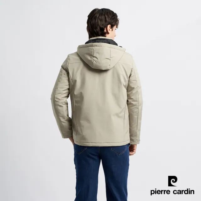 【pierre cardin 皮爾卡登】網路獨家 男款 黑科技+蓄熱保暖鎖溫防風連帽外套-卡其色(7225761-82)