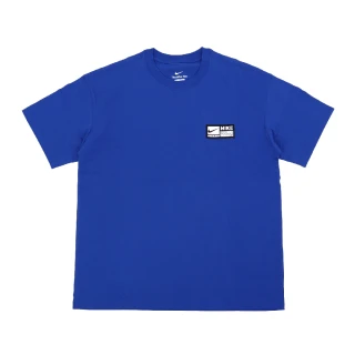 【NIKE 耐吉】短袖 Max90 男款 藍 紅 寬鬆 小LOGO 籃框圖案 純棉 棉T 短T 小勾(FJ2305-480)