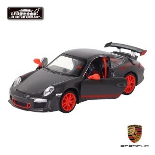 【KIDMATE】1:32聲光合金車 Porsche 911 GT3 RS 997 深灰(正版授權 迴力車模型玩具車 保時捷雙門跑車)