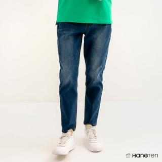 【Hang Ten】男裝-TAPERED FIT 鬆緊腰頭牛仔長褲(深藍)