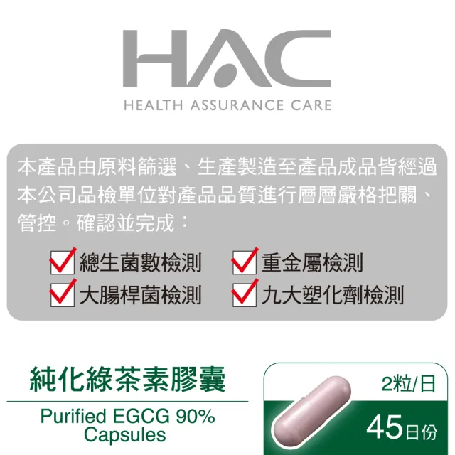 【永信HAC】純化綠茶素膠囊2瓶組(90粒/瓶)