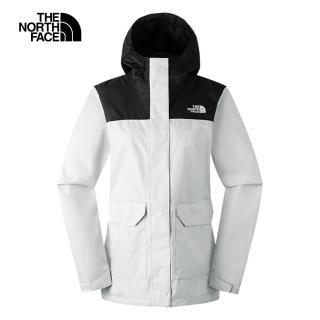 【The North Face 官方旗艦】北面女款灰黑拼接DryVent防水透氣連帽衝鋒衣｜88RS9B8(外套)