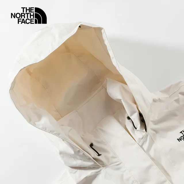 【The North Face 官方旗艦】北面女款米白色防水透氣可調節收納連帽衝鋒衣｜88RTN3N
