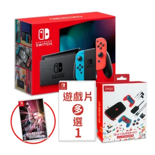 【Nintendo 任天堂】Switch 紅藍主機 電力加強版 日規+遊戲選一+18合一套裝(送寶可夢明亮珍珠日版)