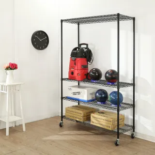 【BuyJM】超荷重黑烤漆加強型90x45x190CM四層附工業輪鍍鉻層架/波浪架