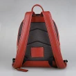 【COACH】CHARTER系列壓印LOGO皮革拼接PVC後背包(卡其x鏽紅棕色)