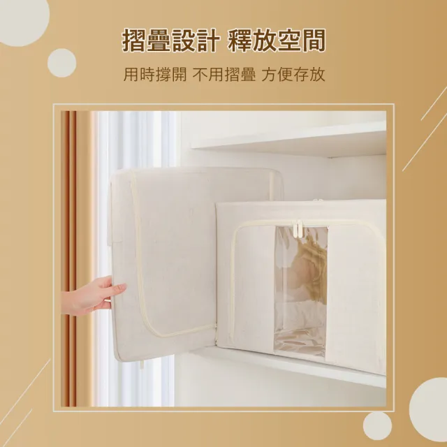【樂邦】66L帆布雙開鋼架收納箱/4入(摺疊 衣服整理 衣物整理 整理箱)