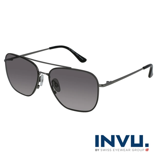 【INVU】瑞士質感經典飛行員偏光太陽眼鏡(槍色 P1006B)