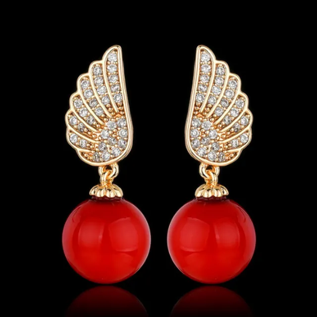 【RJNewYork】天使之翼珍珠鋯石耳針式耳環(3色可選)
