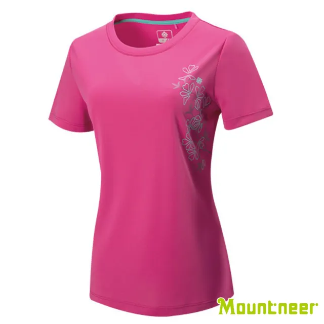 【Mountneer 山林】女 透氣排汗印花上衣-桃紅 31P30-33(印花上衣/透氣排汗)