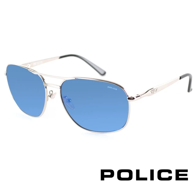 【POLICE】義大利簡約利落款太陽眼鏡(銀- POS8846-579B)