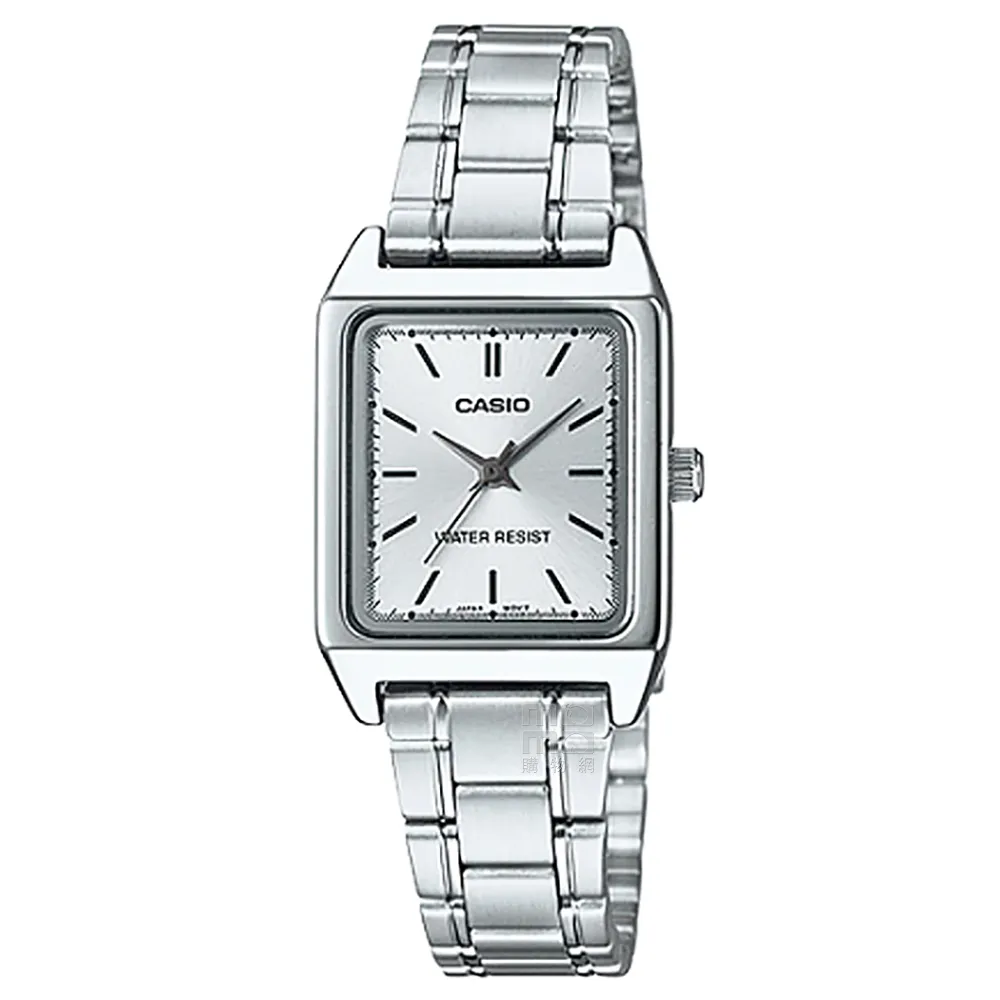 【CASIO 卡西歐】卡西歐石英方形鋼帶女錶-銀色(LTP-V007D-7E 台灣公司貨)