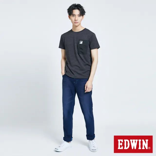 【EDWIN】男裝 EFS 貼袋涼感LOGO短袖T恤(黑色)