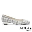 【MODA Luxury】簡約時尚獨特透明造型低跟鞋(黑格)