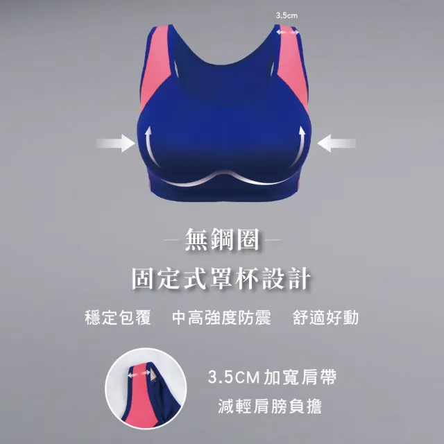 【Clany 可蘭霓】台灣製 透氣包覆顯瘦防震加大尺碼無鋼圈涼感 M-2XLQ運動內衣(活力藍6965-57)