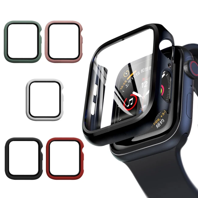 【CityBoss】for Apple watch一體成形式玻璃加保護殼- 44mm