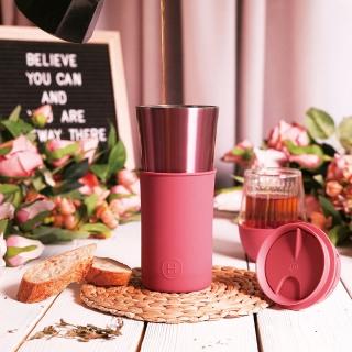 【HYDY】兩用隨行保溫杯 玫瑰金盃-桑格莉亞(450ml)(保溫瓶)