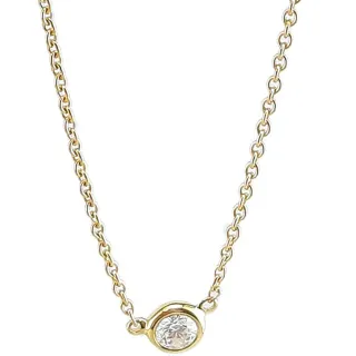 【Tiffany&Co. 蒂芙尼】明亮切割圓形鑽石墜飾18K金項鍊(真鑽)
