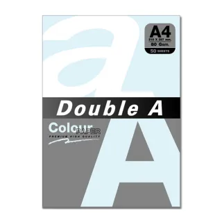 【Double A】80g彩色影印紙-粉藍色50入-DAI54(4包/組)