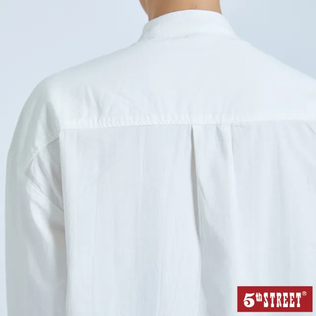 【5th STREET】女前短後長綁帶長袖襯衫-白色